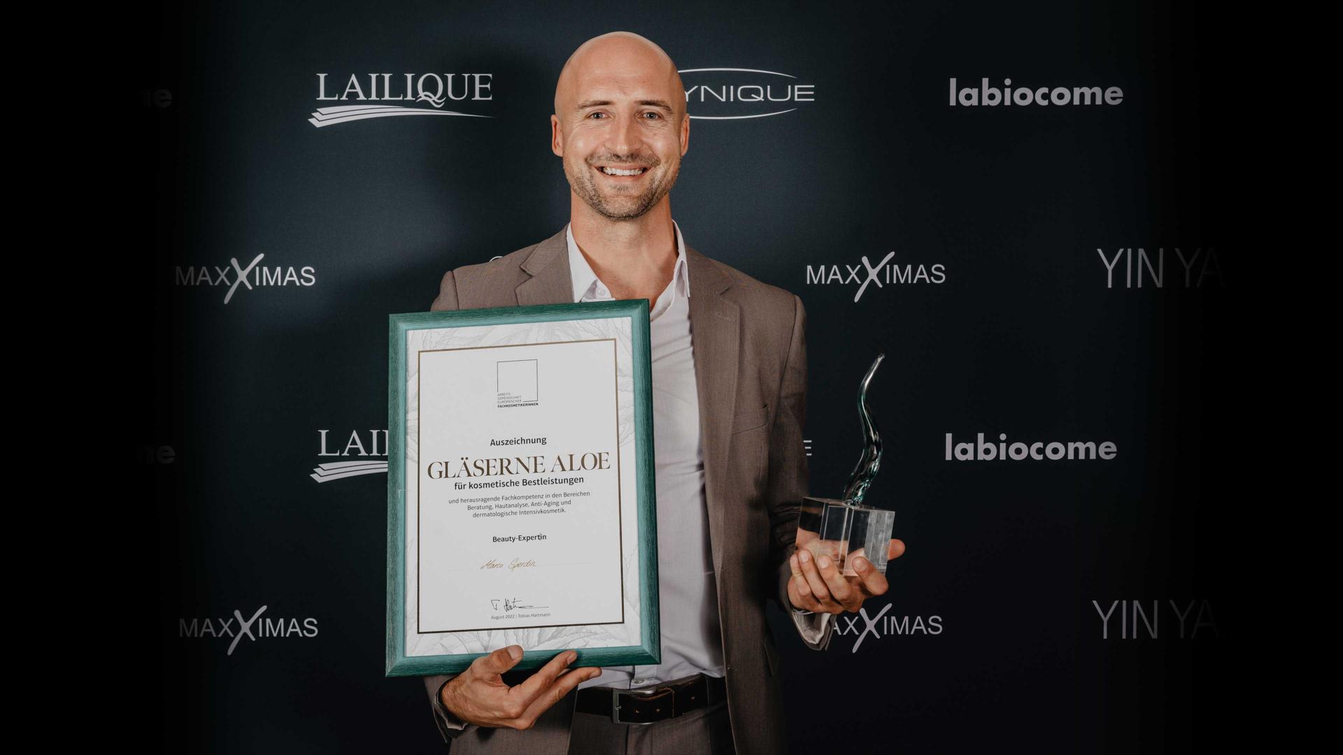 Auszeichnung Gläserne Aloe - Marco Sperdin Kosmetikstudio